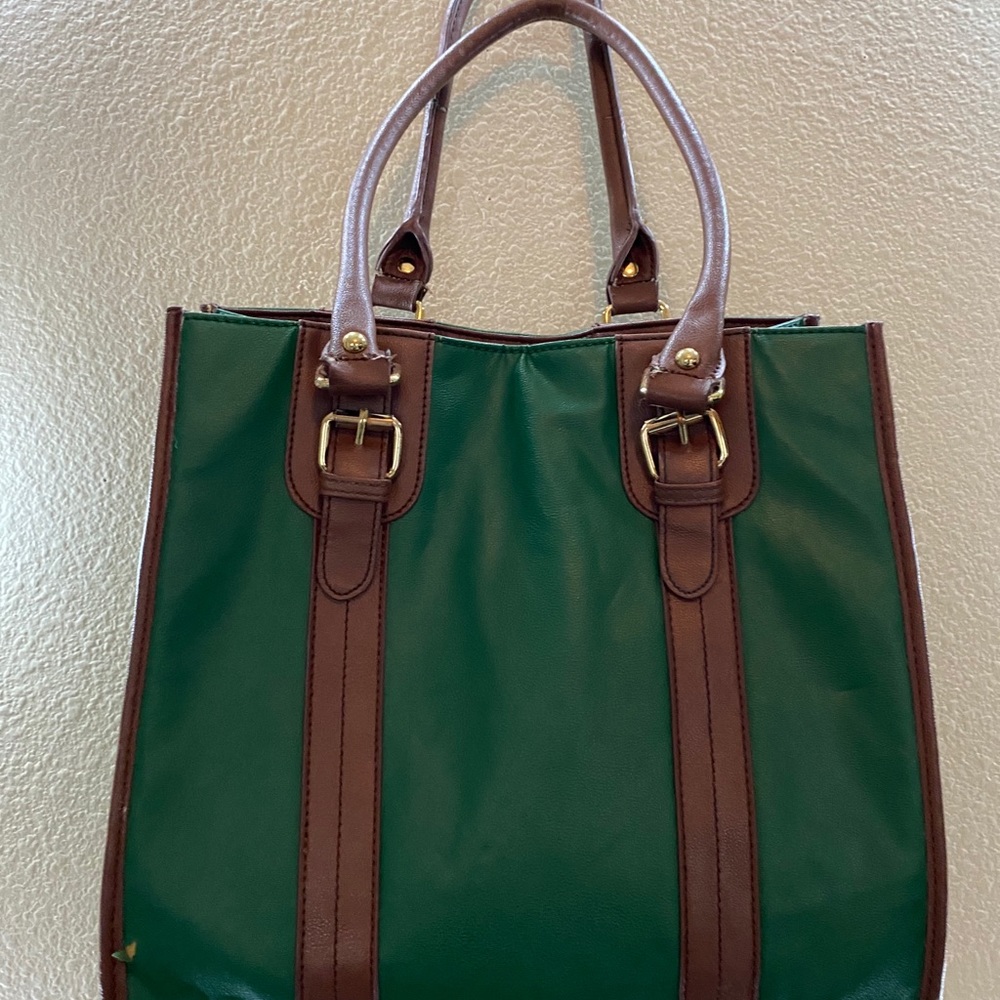 Green and brown purse